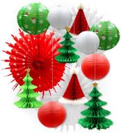 uniqooo 14pcs assorted 3d christmas honeycomb paper lantern decoration garland set: festive holiday xmas party banner supplies logo