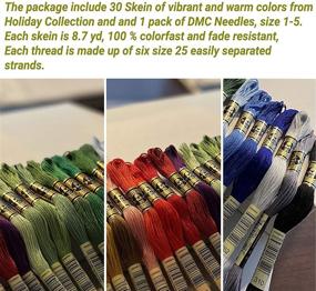 img 2 attached to DMC Colorful Holiday Collection Embroidery Floss Pack with 30 Assorted Cotton Colors, Kit 🧵 includes DMC Cross Stitch Hand Needles in Sizes 1-5. Premium Embroidery Thread for Vibrant Needlework.