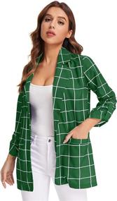 img 2 attached to 👚 Stylish Lightweight Plaid Roll Up Sleeve Jacket Shirt for Women, Milumia's Open Front Blazer - Perfect for Casual Fashion