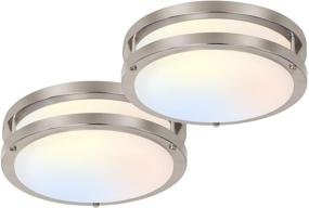 img 4 attached to ✨ Hykolity 10 inch Flush Mount LED Ceiling Light Fixture, 17W [120W Equivalent] 1100lm, Adjustable Ceiling Lights, Brushed Nickel Saturn Dimmable Lighting for Hallway Bathroom - 2 Pack, 3000K/4000K/5000K Options