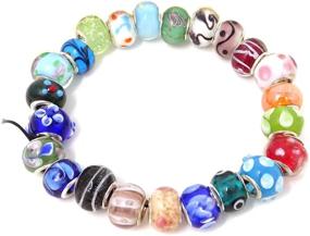 img 1 attached to 💎 50PCS Honbay Random Patterns Glass Beads for European Charm Bracelets – Large Hole, Spacer Beads