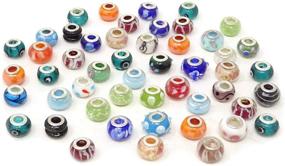 img 2 attached to 💎 50PCS Honbay Random Patterns Glass Beads for European Charm Bracelets – Large Hole, Spacer Beads