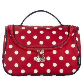 img 2 attached to 💄 Stay Stylish on the Go with Yeiotsy's Classic Red Polka Dots Travel Makeup Bag