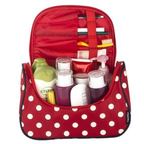 img 3 attached to 💄 Stay Stylish on the Go with Yeiotsy's Classic Red Polka Dots Travel Makeup Bag