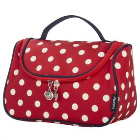 img 4 attached to 💄 Stay Stylish on the Go with Yeiotsy's Classic Red Polka Dots Travel Makeup Bag