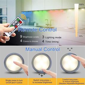 img 3 attached to 6 Pack DIDAINT Wireless LED Puck Light: Battery Operated, Dimmable RGB Color Changing Closet Lights 🔦 with 2 Remote Control, 11 LEDs, USB Powered - Stick On Under Cabinet Lighting for Counter Showcase