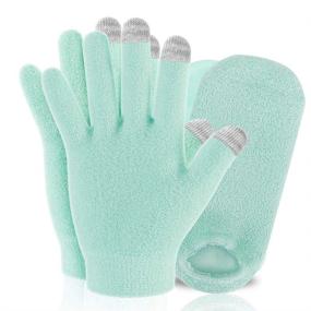 img 4 attached to 🧦 Codream Touch Screen Moisturizing Spa Gloves and Socks Set: Gel Gloves and Socks to Heal Eczema, Cracked Dry Skin - Repair Treatment for Fuzzy Green Set