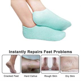 img 1 attached to 🧦 Codream Touch Screen Moisturizing Spa Gloves and Socks Set: Gel Gloves and Socks to Heal Eczema, Cracked Dry Skin - Repair Treatment for Fuzzy Green Set