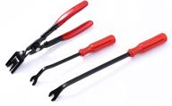 🔧 universal auto door car upholstery trim clip removal set - kurala 3 pcs clip pliers and fastener remover tool with bag for door panel trim clip removal in car logo