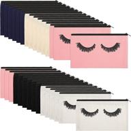 👝 stylish and compact: 30-piece canvas eyelash makeup bags with zipper for women and girls - travel-friendly lash cosmetic bags in 5 vibrant colors (7.1 x 4.3 inch) logo