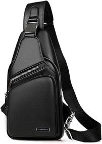 img 4 attached to Leathario Shoulder Crossbody Multipurpose Black 264 Backpacks for Casual Daypacks