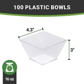 img 1 attached to 🍽️ Restaurantware's Clear Plastic Square Bowls - 16 oz Disposable Salad Bowls, 100 Square Entree Bowls | Perfect for Appetizers or Desserts