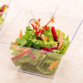 img 2 attached to 🍽️ Restaurantware's Clear Plastic Square Bowls - 16 oz Disposable Salad Bowls, 100 Square Entree Bowls | Perfect for Appetizers or Desserts