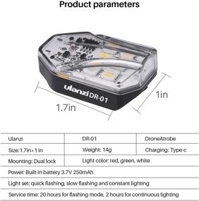 img 2 attached to 🚁 ULANZI DR-01 Strobe Drone Light: Anti-Collision Lighting for Night Flights - 3 Colors, 9 Modes - Compatible with DJI Mavic 2 Pro, DJI Mini, Phantom, Inspire, Matrice - 250mAh Rechargeable