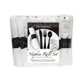 img 3 attached to 🍽️ Premium Party Essentials - N501732 Extra Heavy Duty Cutlery Kit with Black Utensils and White Napkins (Case of 300 rolls)