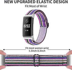 img 2 attached to 🌈 Joyozy Stylish Scrunchie Loop Bands: Adjustable Elastic Wristband for Fitbit Charge 3&4 - Perfect Bracelet for Women & Girls