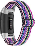 🌈 joyozy stylish scrunchie loop bands: adjustable elastic wristband for fitbit charge 3&4 - perfect bracelet for women & girls logo