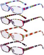 stylish small lens reading glasses for women - eyekepper 4 pack with trendy stripe design logo