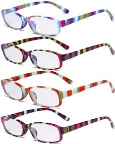 img 4 attached to Stylish Small Lens Reading Glasses for Women - Eyekepper 4 Pack with Trendy Stripe Design