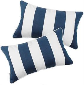 img 3 attached to 🌧️ IN4 Care Waterproof Outdoor Lumbar Throw Pillows - Blue White (Set of 2, 19" x 12") for Patio Furniture