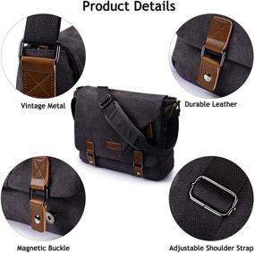 img 1 attached to 🎒 Stylish S-ZONE Vintage Canvas Messenger Bag: Ideal Shoulder Bag & Briefcase for School with 14 Inch Laptop Compartment