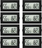 🌡️ mini hygrometer thermometer: digital fahrenheit temperature humidity meter with lcd display - perfect for home, incubators, reptile greenhouse, and office (black, 8) logo