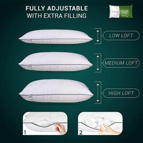 img 1 attached to ⭐️ ViaDante Adjustable Bamboo Pillow - With Organic Bamboo Fill for Back, Stomach & Side Sleepers. Offers Soft or Firm Support, Oeko-TEX Certified for Optimal Neck Pain and Headache Relief.