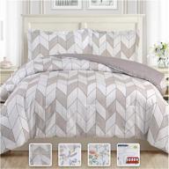 💭 ki&ka home geometric bedding comforter sets: 3-piece queen comforter set with pillow sham - all-season soft microfiber bedding in white grey logo