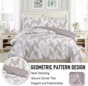 img 1 attached to 💭 KI&KA HOME Geometric Bedding Comforter Sets: 3-Piece Queen Comforter Set with Pillow Sham - All-Season Soft Microfiber Bedding in White Grey