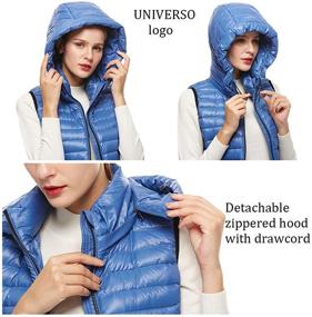 img 1 attached to 🧥 Universo Women's Lightweight Down Vest with Removable Hood - Winter Outdoor Puffer Vest, Stand Collar