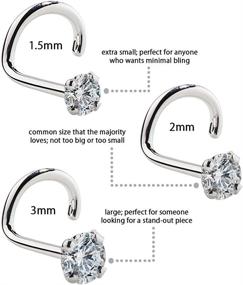 img 2 attached to Premium Quality FreshTrends Cubic Zirconia Nickel-Free 14K White Gold Twist Screw Nose Ring Stud, 18 Gauge