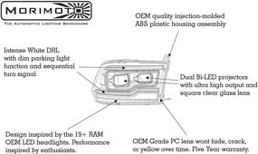 img 1 attached to Усовершенствованный фар Morimoto XB LED для Dodge Ram 2018-2019 | Белый DRL, бегущий световой сигнал, одобрено DOT, установка "вставь и играй