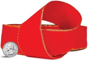 img 2 attached to Red Velvet Christmas Ribbon with Gold Trim Wire-Edge - 50 Yards / 2.5 Inch Wide: Perfect for Xmas Gift Wrapping, Christmas Tree Bows, Winter Wedding Decorations, Valentine's Day Crafts, and Gift Ribbons