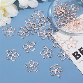 img 1 attached to 🌸 PH PandaHall 100Pcs Rose Gold Open Back Bezel Flower Charms Hollow Frame Pendants for DIY Resin Pressed Flower Crafts Jewelry Making