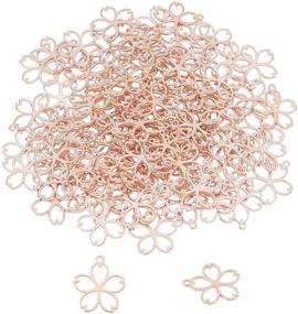 img 4 attached to 🌸 PH PandaHall 100Pcs Rose Gold Open Back Bezel Flower Charms Hollow Frame Pendants for DIY Resin Pressed Flower Crafts Jewelry Making