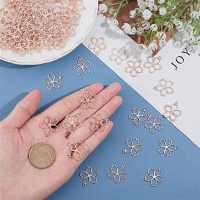 img 2 attached to 🌸 PH PandaHall 100Pcs Rose Gold Open Back Bezel Flower Charms Hollow Frame Pendants for DIY Resin Pressed Flower Crafts Jewelry Making