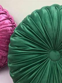 img 3 attached to 🍀 Emerald Green Velvet Round Throw Pillow - Elero Home Decoration Pleated Round Pillow Cushion for Couch Chair Bed Car