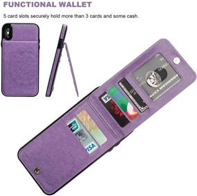 img 2 attached to 📱 Vaburs iPhone Xr Case: Embossed Mandala Pattern PU Leather Wallet with Card Slots - Shockproof Protective Flip Cover for iPhone Xr 6.1 Inch (Purple)