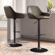 glitzhome mid century bar stools set of 2 vintage swivel leather bar chair - modern pub kitchen counter height barstools with backrest and footrest, dark grey logo