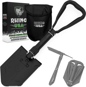 img 1 attached to 🦏 RHINO USA Folding Survival Shovel with Pick - Heavy Duty Carbon Steel Military Style Tool for Off Road, Camping, Gardening, Beach, Digging Dirt, Sand, Mud & Snow