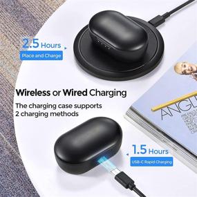 img 2 attached to 🎧 Беспроводные наушники с Bluetooth, беспроводным зарядным кейсом и USB-C, микрофоном/сенсорным управлением/25 часами работы/защитой IPX8 от воды.