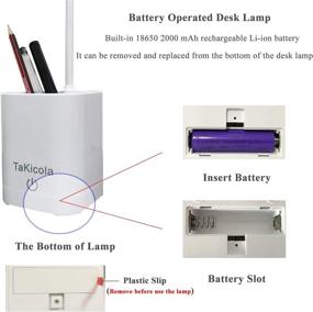 img 1 attached to 🔦 Настольная лампа TaKicola: светодиодное освещение с аккумулятором, регулируемые в яркости 3 режима освещения и гибкое сенсорное управление, беспроводной дизайн с держателем для ручек - белый.