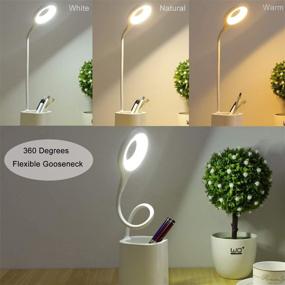 img 3 attached to 🔦 Настольная лампа TaKicola: светодиодное освещение с аккумулятором, регулируемые в яркости 3 режима освещения и гибкое сенсорное управление, беспроводной дизайн с держателем для ручек - белый.