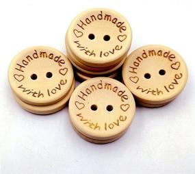 img 3 attached to 🔨 Yunjia 100pcs Handmade with Love Wooden Round Crafts Decor: 20MM Crafts DIY Sewing Buttons with 2 Holes