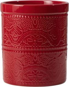 img 4 attached to 🎄 Organize and Decorate with the FUN ELEMENTS Kitchen Utensil Holder - Large, Heavy and Stable Ceramic Crock in Festive Christmas Red