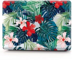 img 3 attached to 🌴 HRH 2 in 1 Palm Leaves & Red Flowers Laptop Body Shell PC Protective Hard Case & Keyboard Cover for MacBook 12" - Ideal for A1534 & A1931 Models