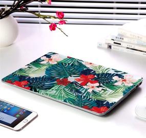 img 1 attached to 🌴 HRH 2 in 1 Palm Leaves & Red Flowers Laptop Body Shell PC Protective Hard Case & Keyboard Cover for MacBook 12" - Ideal for A1534 & A1931 Models