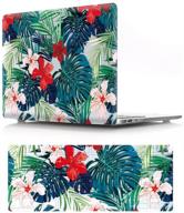 🌴 hrh 2 in 1 palm leaves & red flowers laptop body shell pc protective hard case & keyboard cover for macbook 12" - ideal for a1534 & a1931 models logo