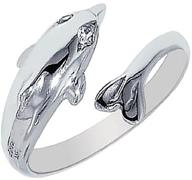 sparkling sterling silver dolphin crossover ring: adjustable & versatile toe ring logo