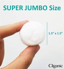 img 2 attached to 👍 Cliganic SUPER JUMBO Cotton Balls - 200 Count | Hypoallergenic, Absorbent, Large Size | 100% Pure Quality